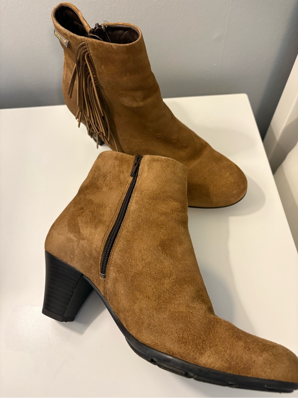 Mephisto BATISTA Brown Suede Fringe Ankle Boots